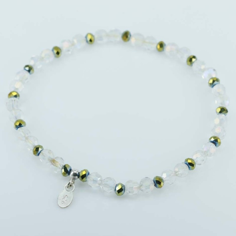 Bracelet ball 3-4mm. faceted Crystal Gold Color