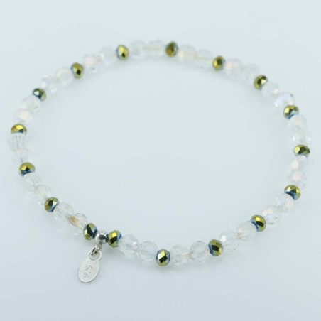 Bracelet ball 3-4mm. faceted Crystal Gold Color