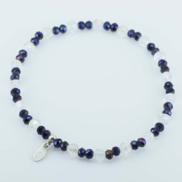 Bracelet ball 3-4mm. faceted Crystal Purple Color