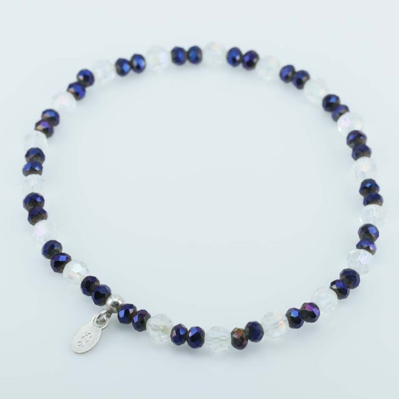 Bracelet ball 3-4mm. faceted Crystal Purple Color