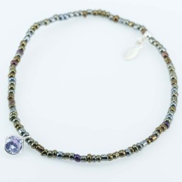 Bracelet ball 3-4mm.Crystal Green Color + c.z. 6mm