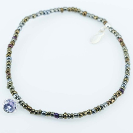 Bracelet ball 3-4mm.Crystal Green Color + c.z. 6mm