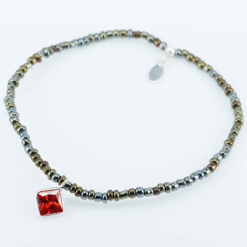Bracelet ball 3-4mm.Crystal Green Color + c.z. 6mm