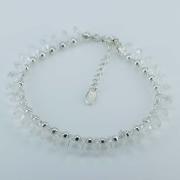 Bracelet ball 3-10mm.Crystal White Color + pendant