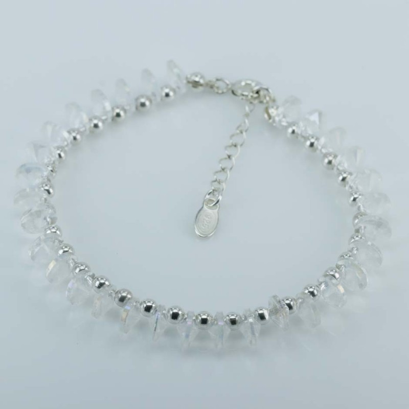 Bracelet ball 3-10mm.Crystal White Color + pendant