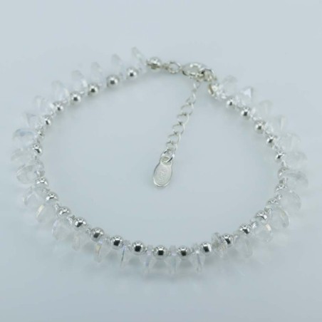 Bracelet ball 3-10mm.Crystal White Color + pendant