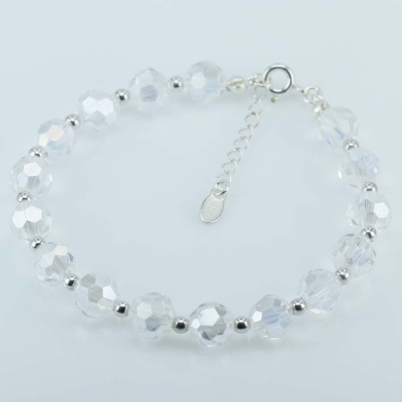 Bracelet ball 3-10mm.Crystal White Color + pendant