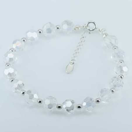 Bracelet ball 3-10mm.Crystal White Color + pendant