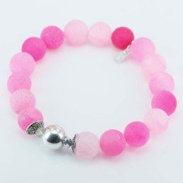 Bracelet Ball 10mm. with plain ball Rose Agate