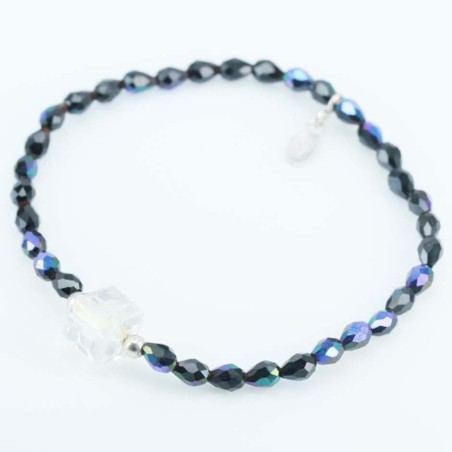 Bracelet ball 3-4mm. faceted Crystal Blue Color