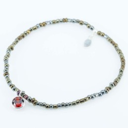 Bracelet ball 3-4mm.Crystal Green Color + c.z. 6mm