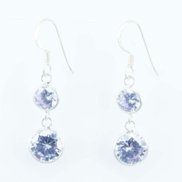 Earring c.z. 2 st. rd 6+8mm.Ligth Zafire color