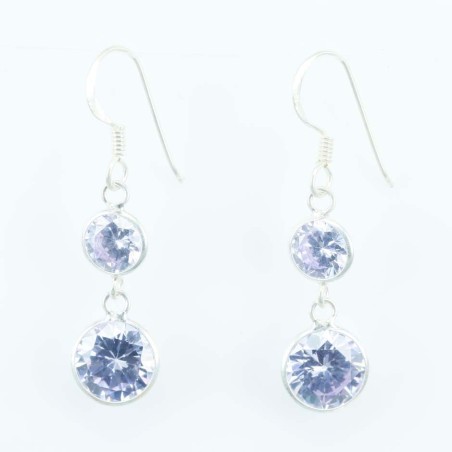 Earring c.z. 2 st. rd 6+8mm.Ligth Zafire color