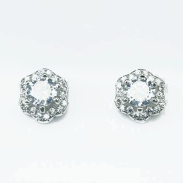 Earring Round Flower 7 mm. Circonia
