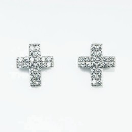 Earring Cross 9x10mm.  Circonia