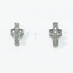 Earring Cross 5x9mm.  Circonia