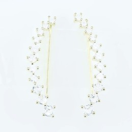 Earring Round 5x30mm. Circonia gold