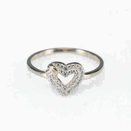 Ring  heart  9mm.  rose  Circonia