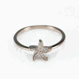 Ring flower   9mm.  rose  Circonia
