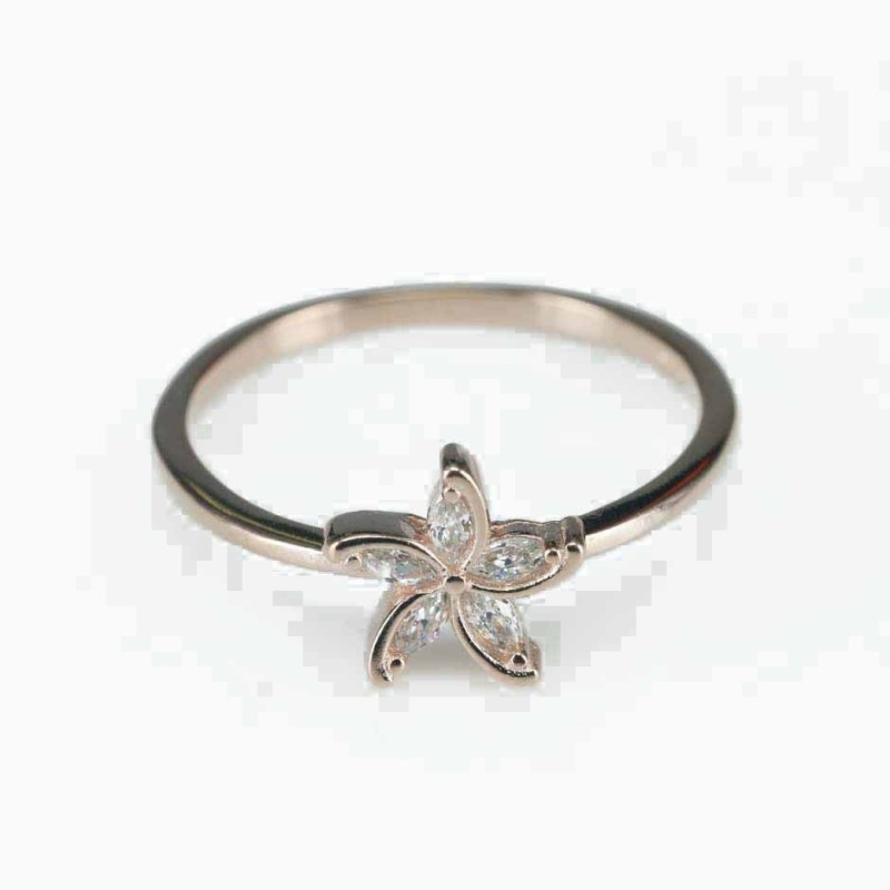 Ring flower   9mm.  rose  Circonia