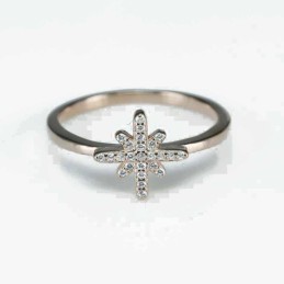 Ring  flower  11mm. rose  Circonia
