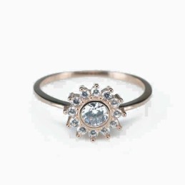 Ring  flower  10mm. rose  Circonia