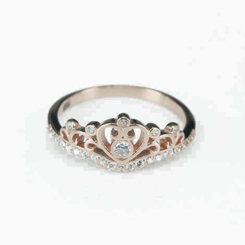 Ring  crown  9mm.  rose  Circonia