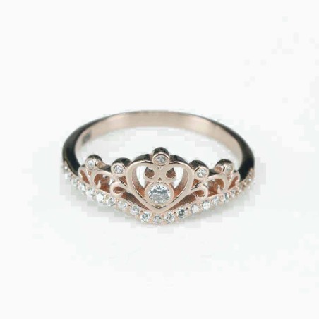 Ring  crown  9mm.  rose  Circonia