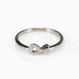 Ring   heart  5mm.   rose  Circonia