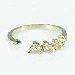 Ring Leaf 4mm. Circonia gold