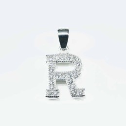 Pendant  R"  10x14mm. Circonia