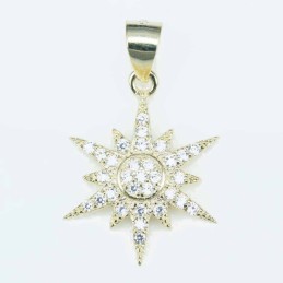 Pendant Star 16mm. Circonia gold color