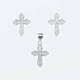 Set Ea+Pend Small Cross 11+14mm. Circonia