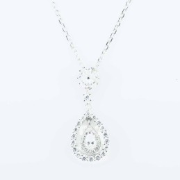 Necklace Drop Flower 7+11x17mm. 45cms. Circonia