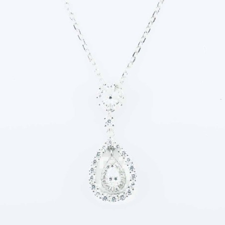Necklace Drop Flower 7+11x17mm. 45cms. Circonia