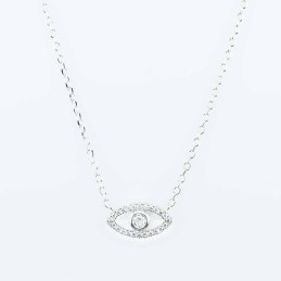 Necklace Small Eye 7x13mm. 44cms. Circonia