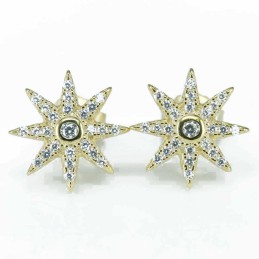 Earring Star 12mm. Circonia Gold