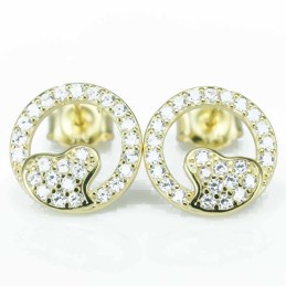Earring Heart 12mm. Circonia Gold