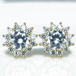 Earring Round 11mm. Circonia Gold