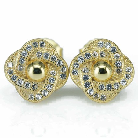 Earring Flower 9mm. Circonia Gold