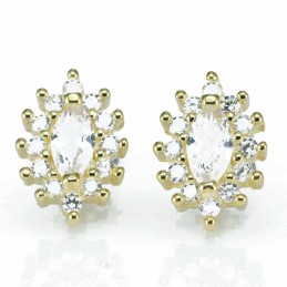 Earring Small Eye 7x11mm. Circonia  Gold