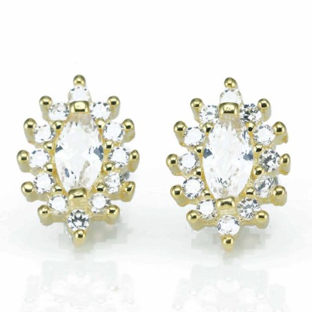 Earring Small Eye 7x11mm. Circonia  Gold