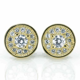 Earring Round 7mm. Circonia  Gold