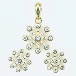 Set Ea+Pend Star 9+12mm. Circonia  Gold