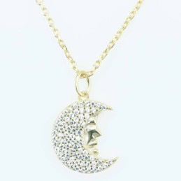 Necklace Moon 13x17mm.  Circonia  Gold