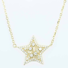 Necklace Star 12mm.  Circonia  Gold