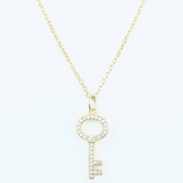 Necklace Key  10x23mm. Circonia  Gold