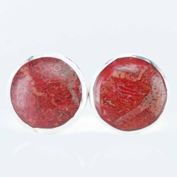 Earring Round 10mm. Coral