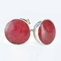 Earring Round 7mm. Coral