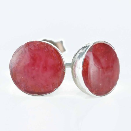 Earring Round 7mm. Coral